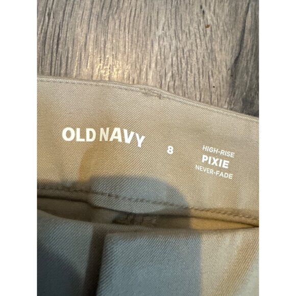 Old Navy High-Rise Pixie Pants Beige Size 8 Never-Fade Secret-Slim Stretch Pocke - Picture 3 of 10
